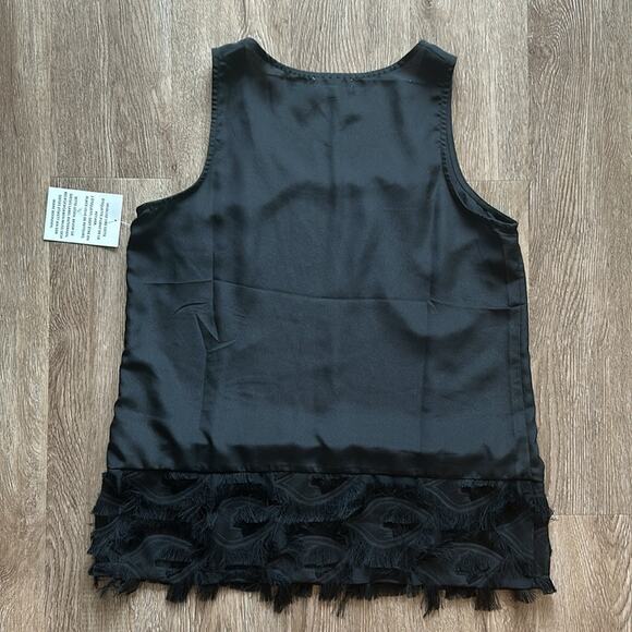 NWT Maette Black Feather Trim Tank Top - Picture 4 of 4